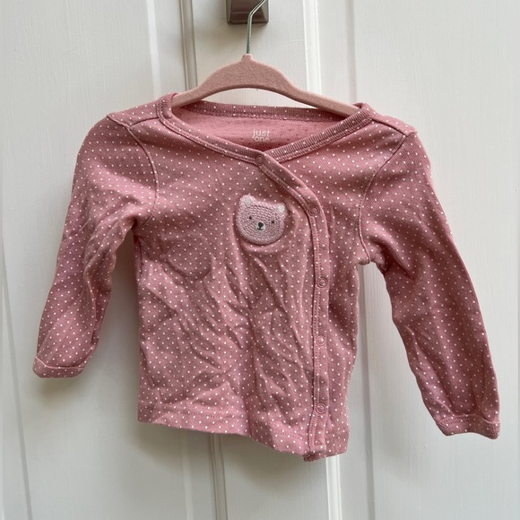 Carter’s 6M Pink & White Polka Dot Girls Long Sleeve Top - Picture 1 of 4